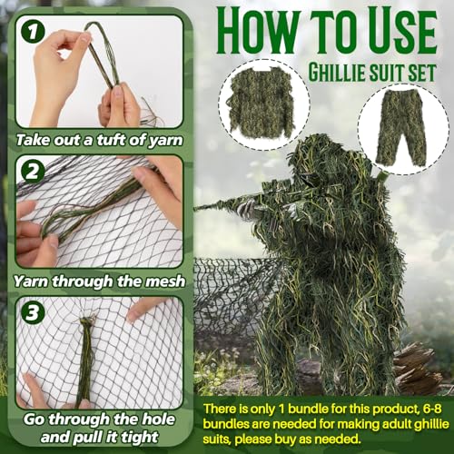 Ghillie Suit Yarn - Woodland Camo Yarn 18 Inch, 1/2 lb Bundle