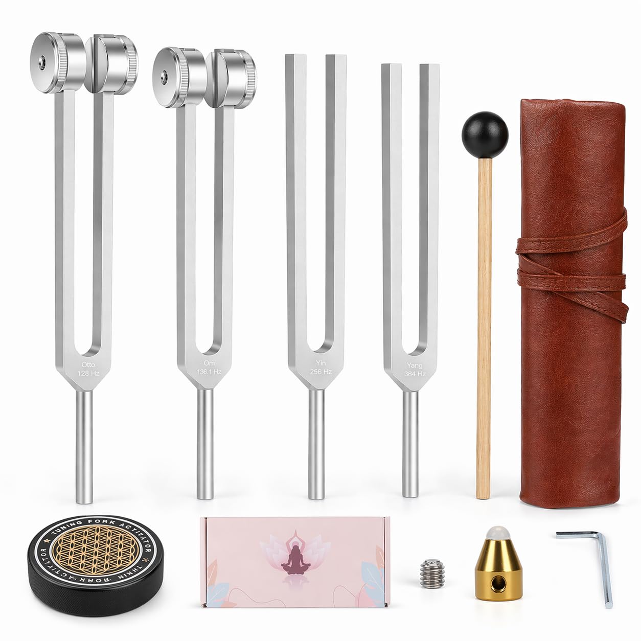 Tuning Forks for Healing Set with Step-by-Step Beginner Guide, 4 PCS