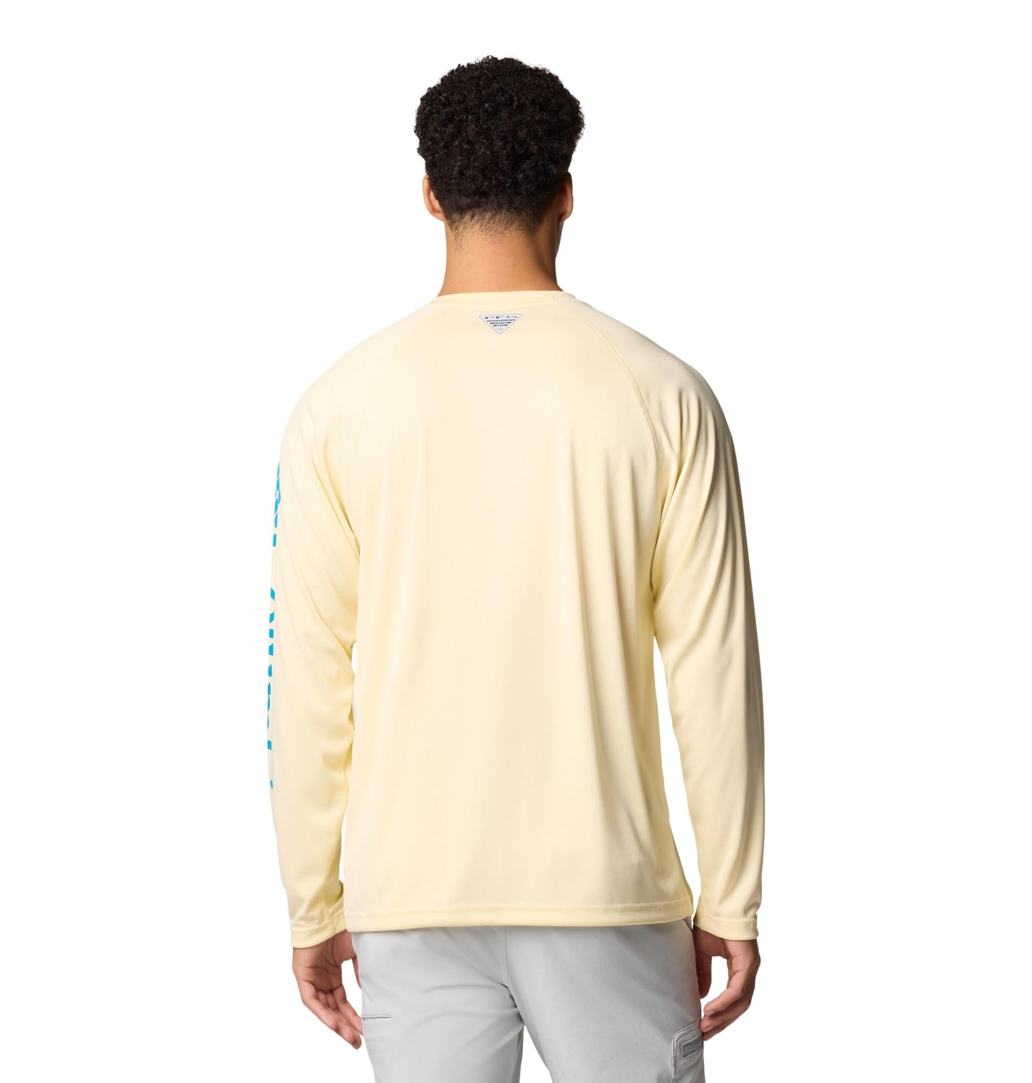 Columbia Men's PFG Terminal Tackle Long Sleeve Fishing Shirt, Lemon Wash/Blue Echo Logo, X-Large Tall