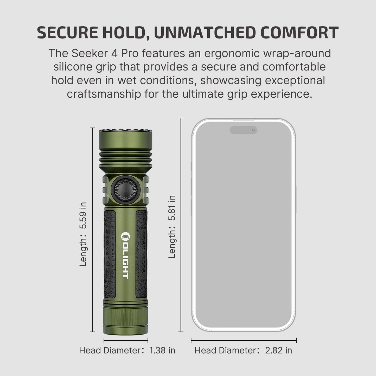 OLIGHT Seeker 4 Pro Rechargeable Flashlights, 4600 Lumens High Powerful Bright LED Light with USB C Holster, Waterproof IPX8 for Emergencies, Camping, Searching (OD Green)