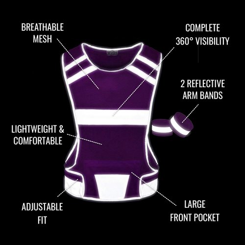 247 Viz Mesh Reflective Vest with Inside Pocket - High Visibility Reflective Running Gear Safety Vest Straps for Men, Women,Kids, for Night Running, Walking, & Cycling