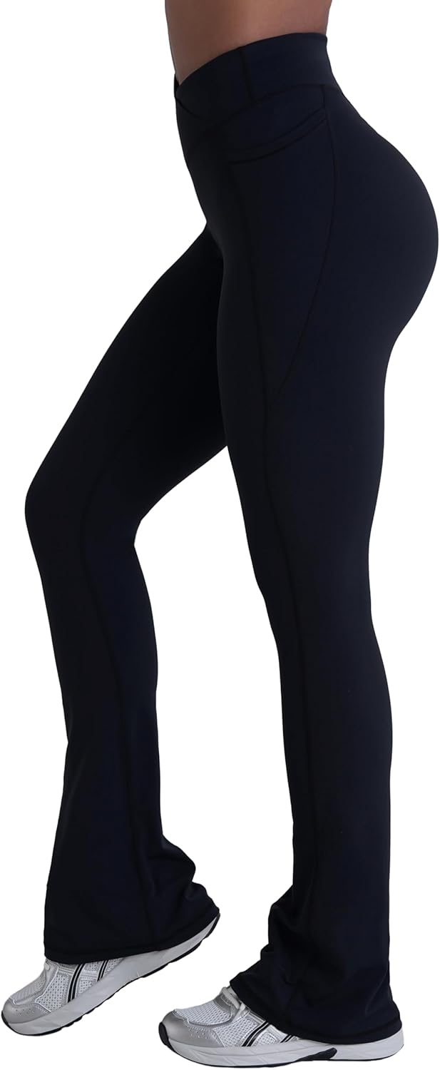 Sunzel Hidden Butt Lifting Leggings - Tummy Control Flare Yoga Pants with Pockets for Women