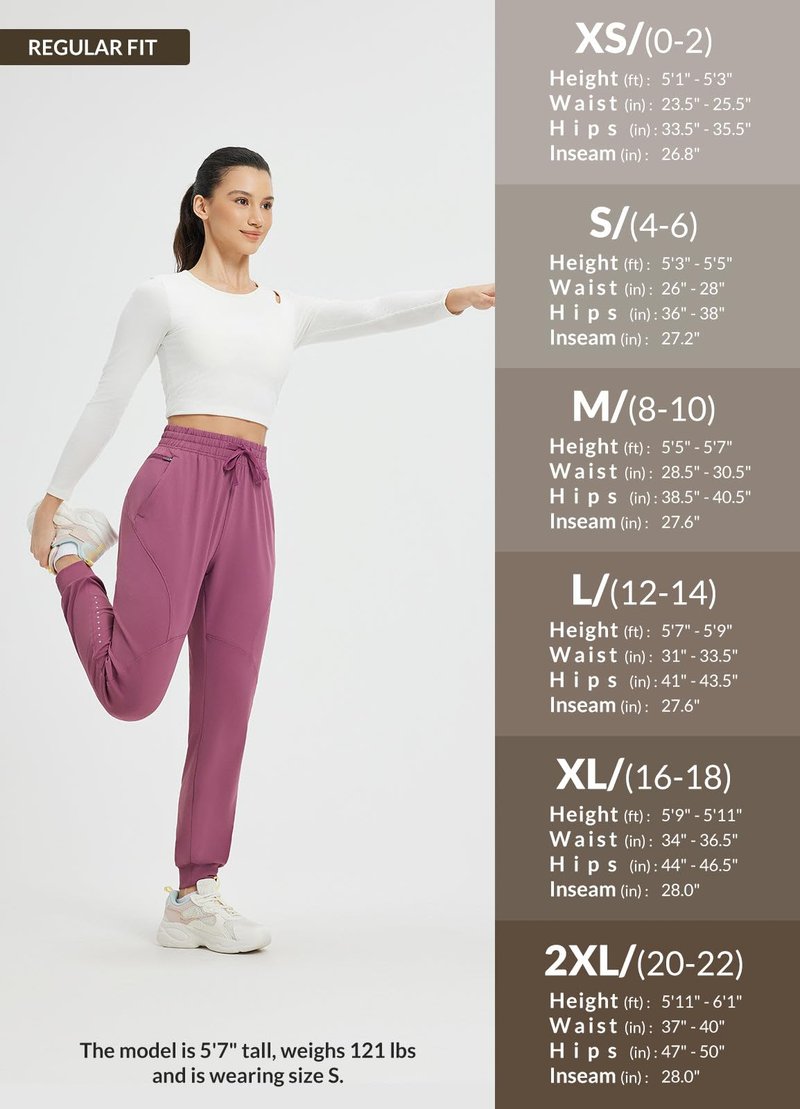 baleaf Women's Joggers Running Hiking Pants with Zipper Pockets Lightweight Athletic Travel Sweatpants Workout Jogging Black M