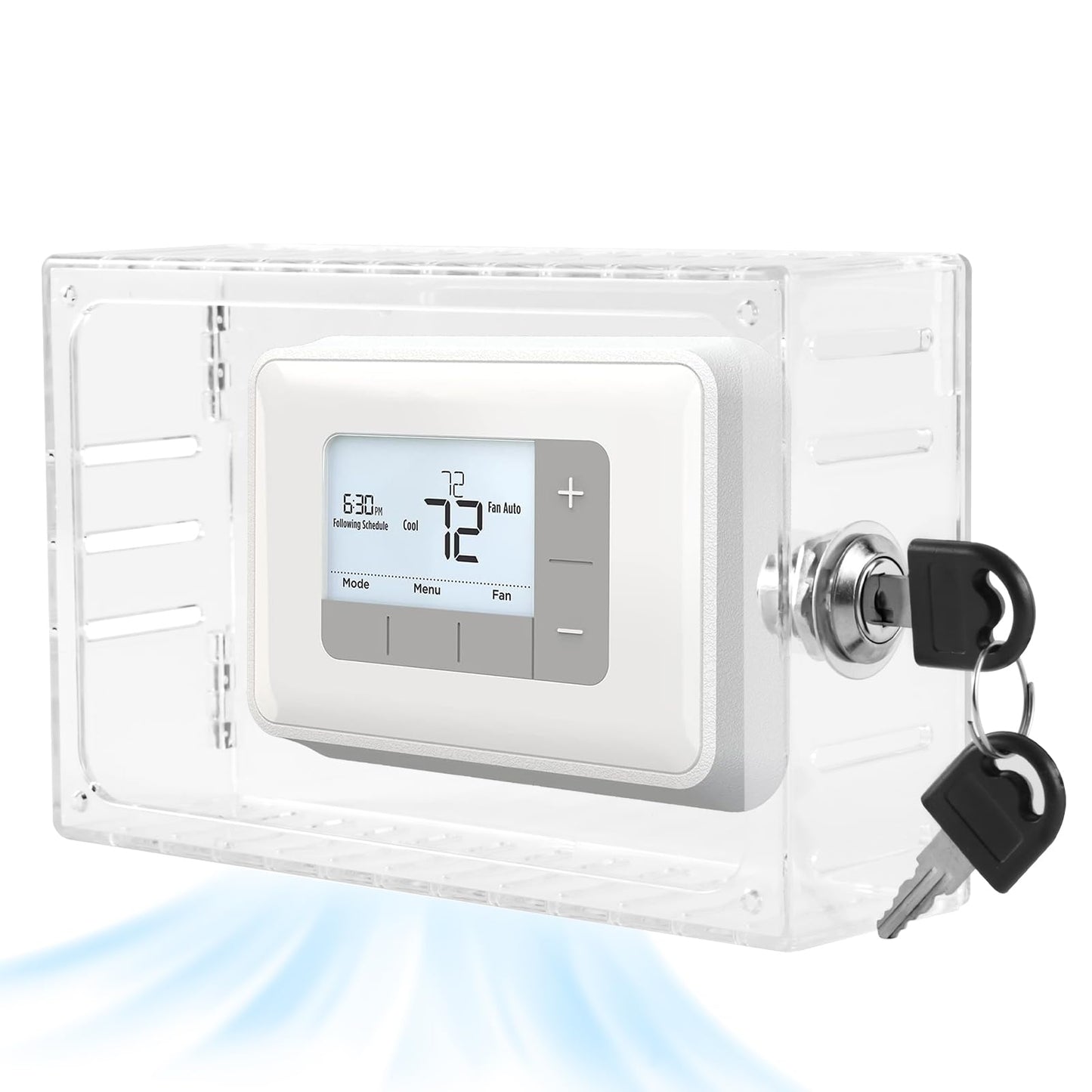 Vazioyar Thermostat Lock Box,Thermostat Lock Box with Key,Thermostat Guard,Transparent Thermostat Protective Cover,Compatible with Wall Mounted Home thermostats