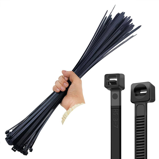 HS 18 Inch Zip Ties Black Heavy Duty 120 Pounds Wide Straps (50 Pack) Nylon PA66 UV Resistant,Self-Locking Large Long Electrical Plastic Cable Wire Zipties for Outdoor Use,Multi Purpose