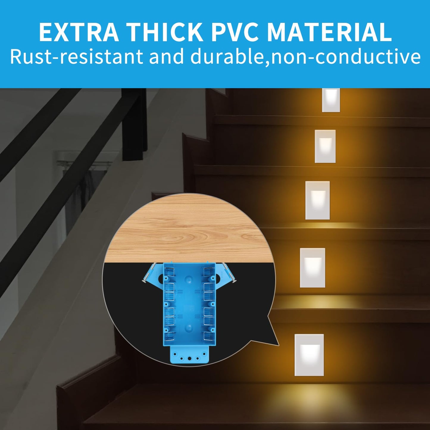 XIUTE Blue 3-Gang PVC New Work Switch/Outlet Wall Electrical Box, Interior Space of 44 Cubic Inches,for The Electrical Installation of Buildings,ETL