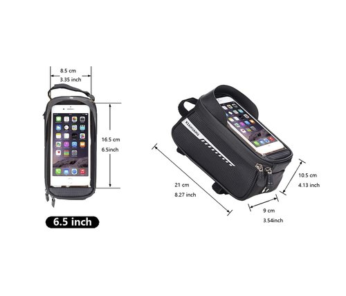 CFIKTE Bicycle Bag Bicycle Accessories-Waterproof Mountain Bicycle Front Frame Bag-Phone Holder for Bike,Bike Accessories with Sensitive Touch Screen and Earphone Hole, for Cell Phones Under 6.5"