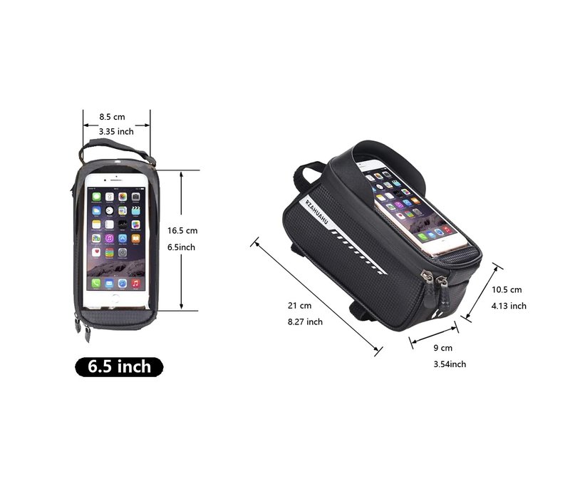 CFIKTE Bicycle Bag Bicycle Accessories-Waterproof Mountain Bicycle Front Frame Bag-Phone Holder for Bike,Bike Accessories with Sensitive Touch Screen and Earphone Hole, for Cell Phones Under 6.5"