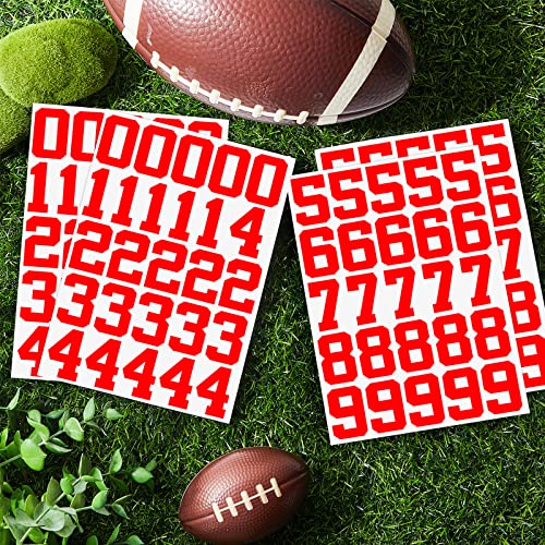 102 Pcs Sports Helmet Number Stickers - Red Vinyl Decals