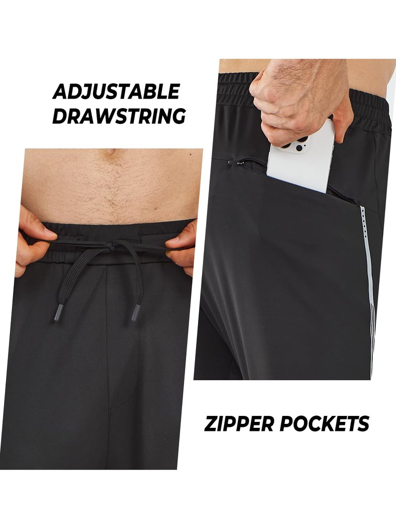 NORTHYARD Men's Running Jogger Pants Athletic Workout Sweatpants with Zipper Pockets Gym Track Jogging Sweatpant Black-L