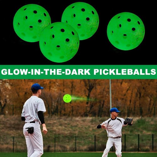 Glow-In-The-Dark Baseball Set by [Brand Name] - 5 Pcs with Carrying Bag & 4 Pickleballs | Perfect for Backyard Fun