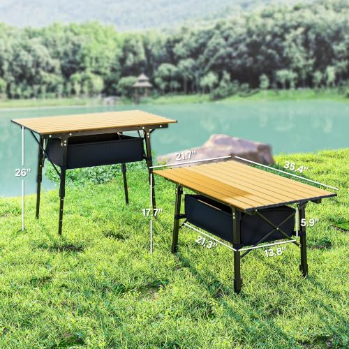 Outsunny 3ft Portable Camping Table with Storage Bag - Aluminum, Brown