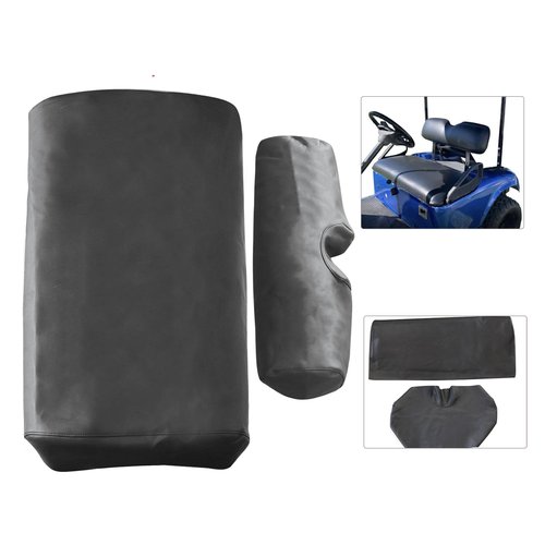 GXARTS Golf Cart Front Replacement Leather Seat Covers Black Compatible with E-Z-Go TXT Staple On Golf Cart Microfiber Leather Seat Cover