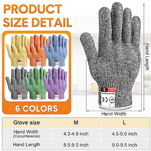 Hercicy 12 Pairs Cut Resistant Gloves Level 5 Protection Safety Cutting Kitchen Cuts Gloves for Chefs Garden