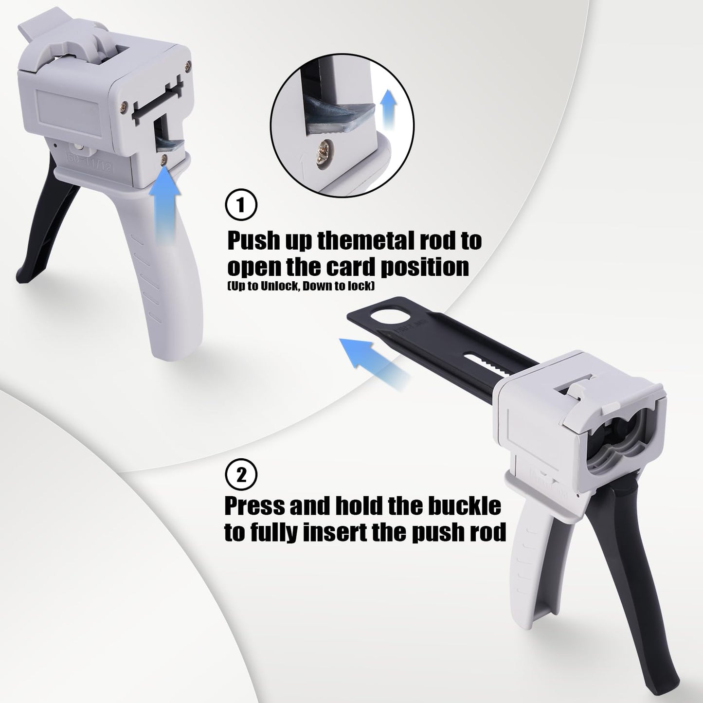 Zihvfzu Dispensing Gun Kit, 50ml 1:1/1:2 Ratio Manual Epoxy Mixing Dispensing AB Gun, Used For Extruding two-component Adhesive with a Specification of 50ml, Static Mixer Nozzles Included