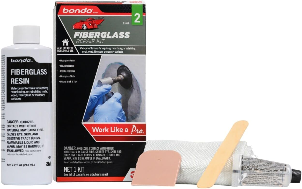 Skiennix Fiberglass Resin Repair Kit - All-in-One 1/2 Pint Set for Automotive, Marine & Home Repairs