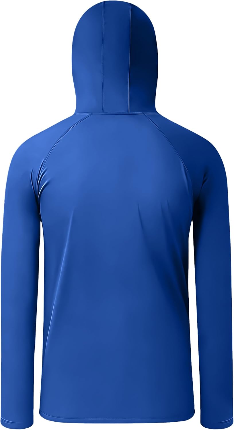 Skiennix Boys Hooded Fishing Shirt - UPF 50+ Long Sleeve Rash Guard Hoodie for Sun Protection