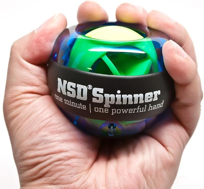 NSD Essential Crystal Spinner Gyro Ball - Blue, Hand Grip Strengthener for Forearms & Wrist, Up to 18,000 RPM