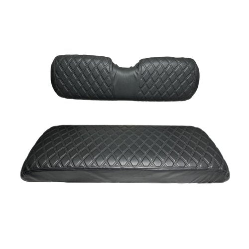 DoonMi Golf cart Diamond Pattern seat Cover, Suitable for EZGO, Yamaha, Club Car, and Icon Golf carts, Thin Vinyl Leather Black ﻿