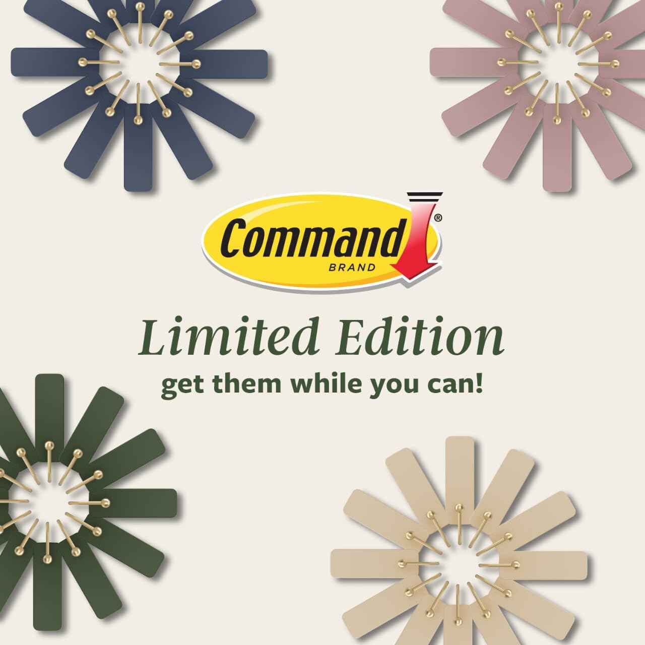 Command Medium Rosemary Wall Hooks, 4 Coat Hooks and 6 Command Strips, Damage-Free Hanging with Adhesive, No Tools Great for Hanging Home Decor, Holds up to 3 lb