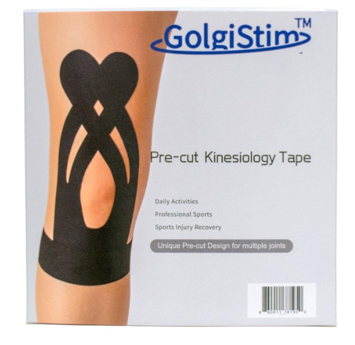 20 Pack Precut Kinesiology Tape - Black Athletic Tape, Waterproof Elastic Sports Tape, Latex Free Breathable Muscle & Joint Support for Running, Sports & Recovery by GolgiStim