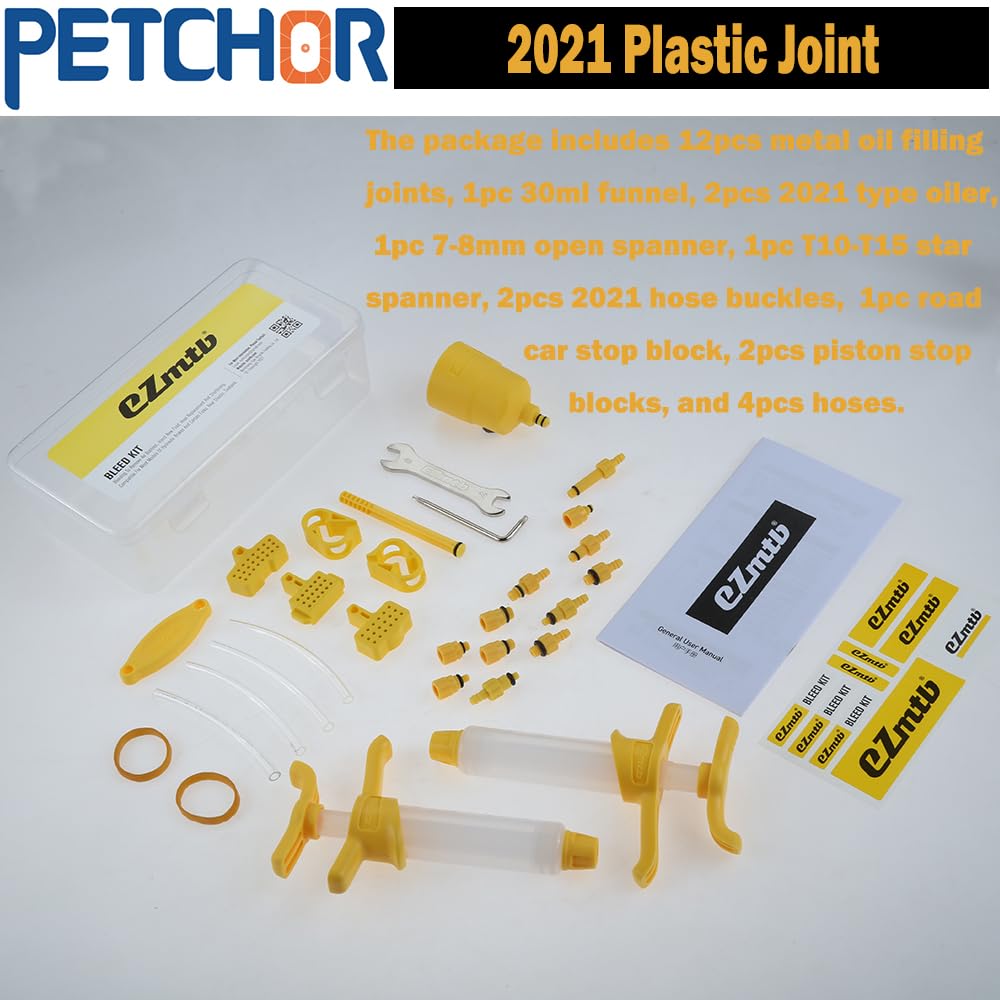 PETCHOR Brake Bleed Kit, Mountain Bike Oil Mineral Brake Change Kit, Hydraulic Disc Brake Bleed Kit Tool, for Shimano TEKTRO MAGURA SRAM MTB Mountain Bike Brake Repair Tools