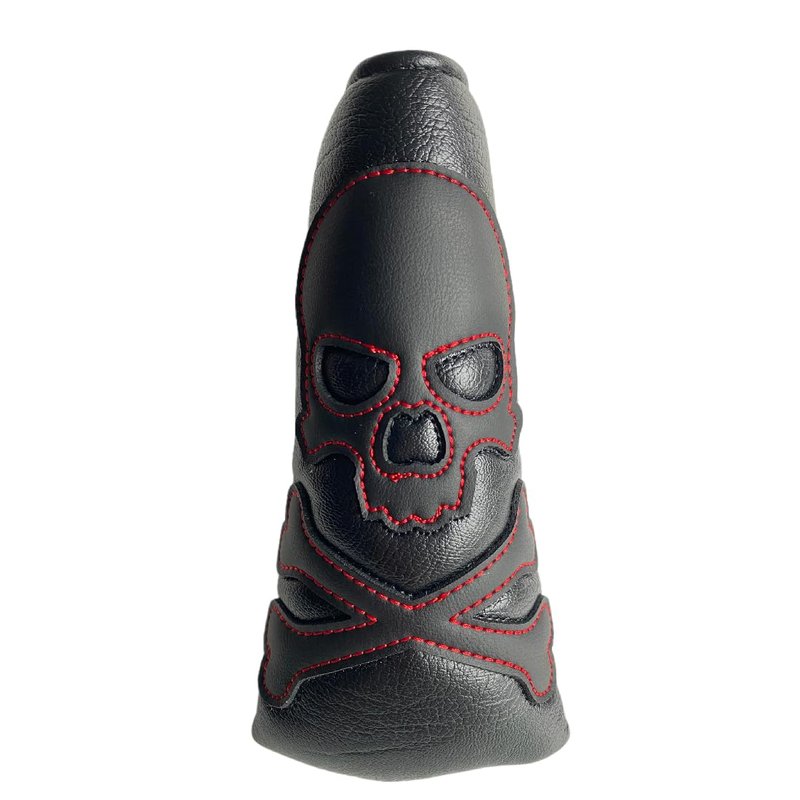 Golf Putter Cover Blade Putter Headcover Magnetic Black Red Stitching Skull Golf Club Headcover fits for Scotty Cameron Select Newport Series Putters Protect Golf Clubs Protector for Men