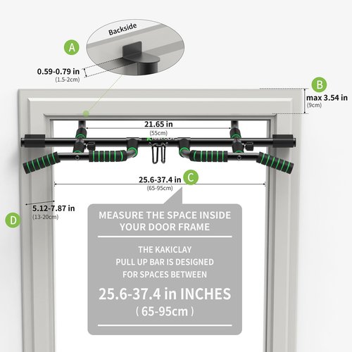 KAKICLAY New Upgrade Pull Up Bar for Doorway with Ergonomic Grip - Upto 440 Lbs Capacity, No Screwing or Slipping - USA Original Patent, Designed, Shipped, Warranty