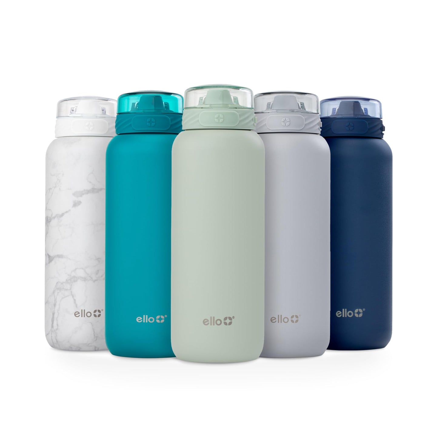 Ello Cooper 32oz Stainless Steel Water Bottle with Straw and Carry Handle, Double Walled and Vacuum Insulated Metal, Leak Proof Locking Lid with Soft Silicone Spout, Reusable, BPA Free, Sage