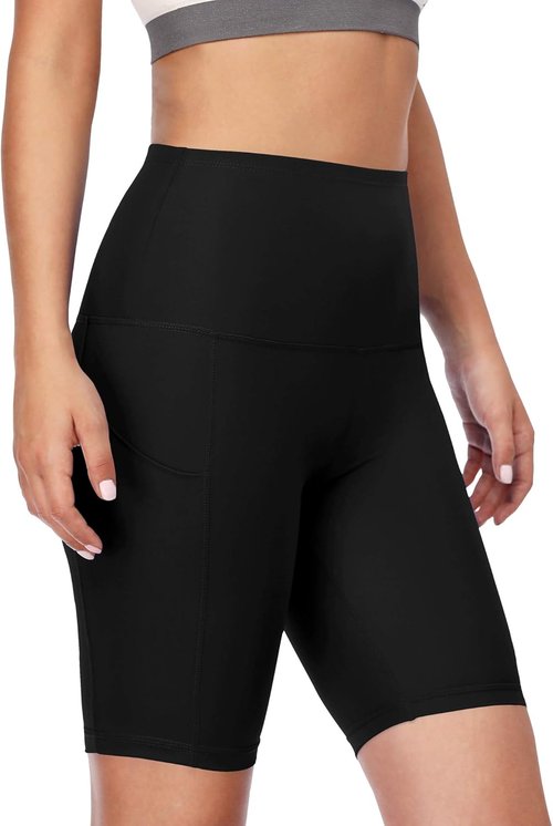 CADMUS Women's High Waist Yoga Shorts - Spandex for Bike & Running with Two Side Pockets
