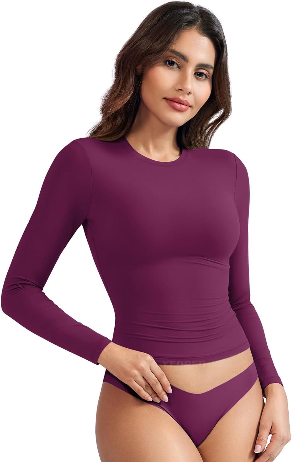 YEOREO Long Sleeve Women's Shirt - Y2K Basic Tee with Double Lining | Perfect for Workouts & Outings