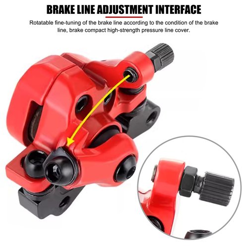 EVTSCAN Electric Scooter Right Side Disc Brake Caliper Aluminum Alloy Mechanical Brake Replacement Parts for 10 inch Electric Scooters (Red)