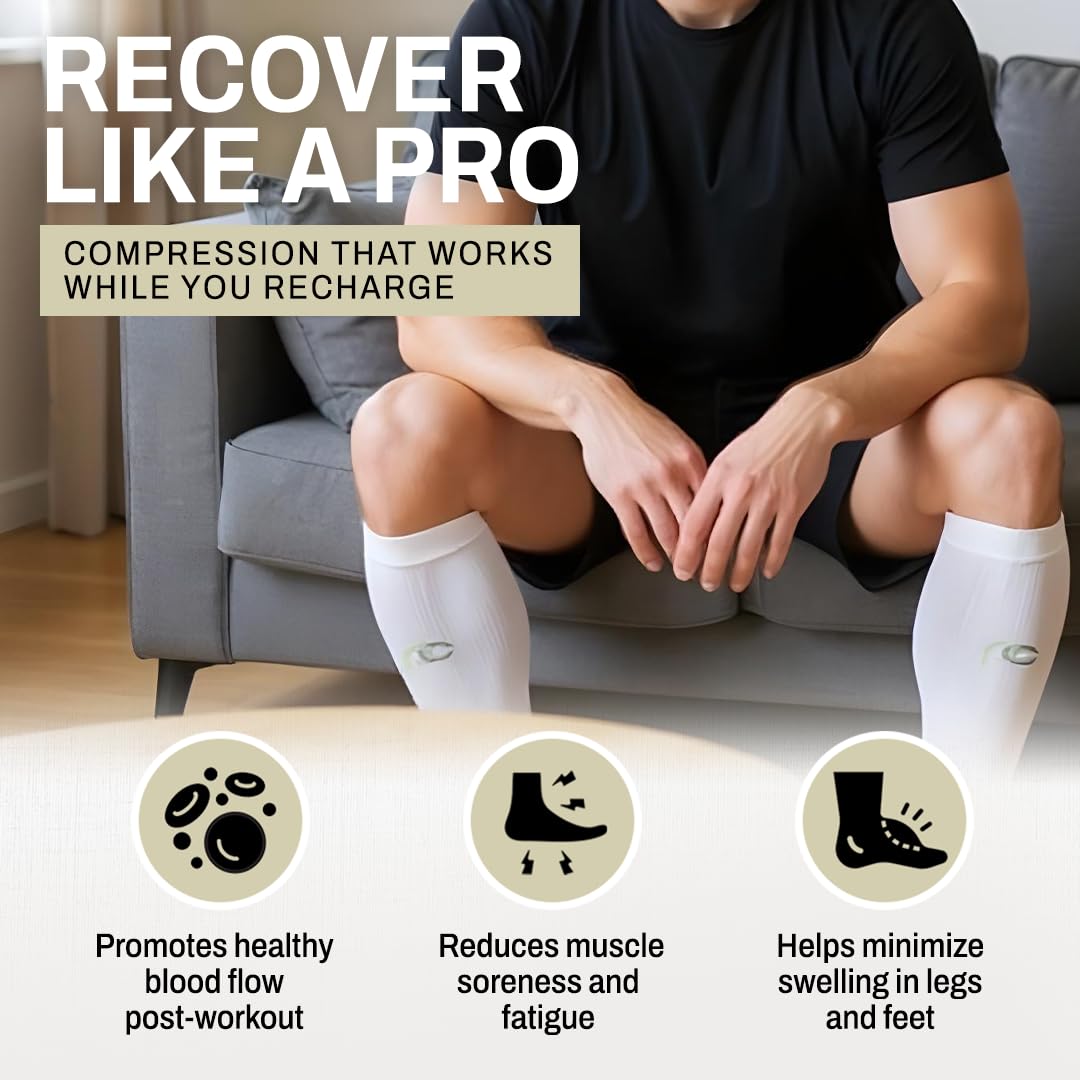 PRO Compression Calf Compression Sleeves for Men & Women - Shin Sleeves for Shin Splint Relief, Travel, and Running Support - Black, Large/X-Large