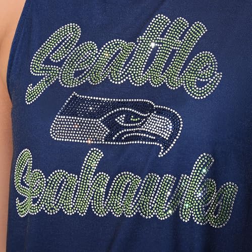 Seattle Seahawks Rhinestone Team Logo Sleeveless Top - Large