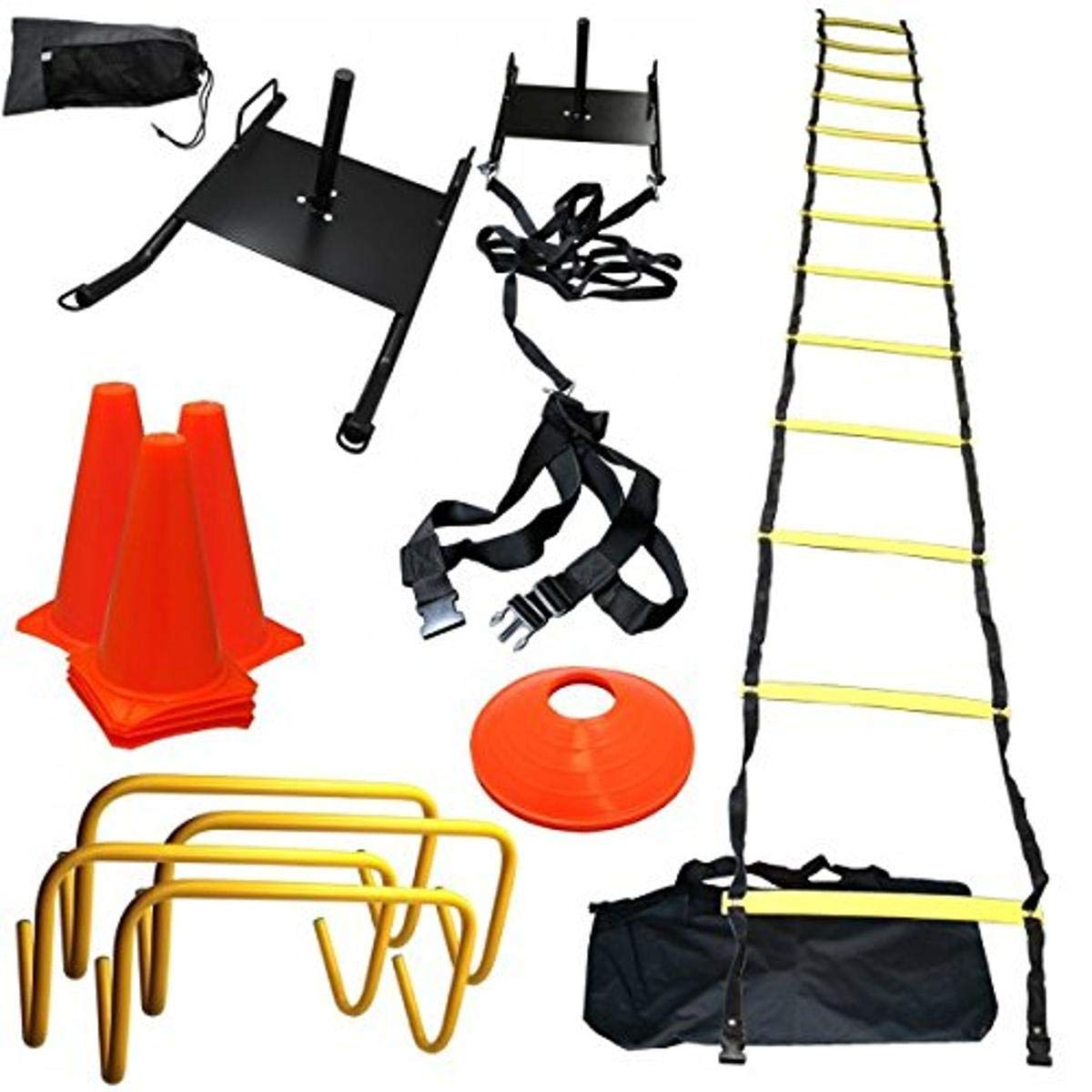 BlueDot Trading Strength & Speed Agility Training Sled Ladder Cones Bundle - Gain Speed for Training Football, Soccer, Basketball, Cross Fit, and All Athletes.