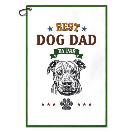 Juoqg Best Dog Dad by Par Golf Towel, Funny Golf Bag Towel with Clip, Dog Lover Golfing Accessories, Fathers Christmas Birthday Retirement Gifts for Golfer Pet Dad, Golfing Gifts for Pet Owner Friend