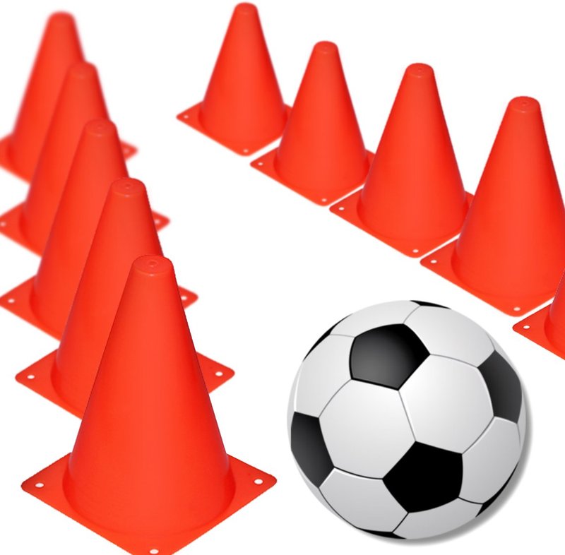 Novelty Place 7 Inch Multipurpose Training Cones (Set of 12), Soft & Durable Traffic Cone for Safety, Agility, Soccer, Football & Other Activities - Neon Red