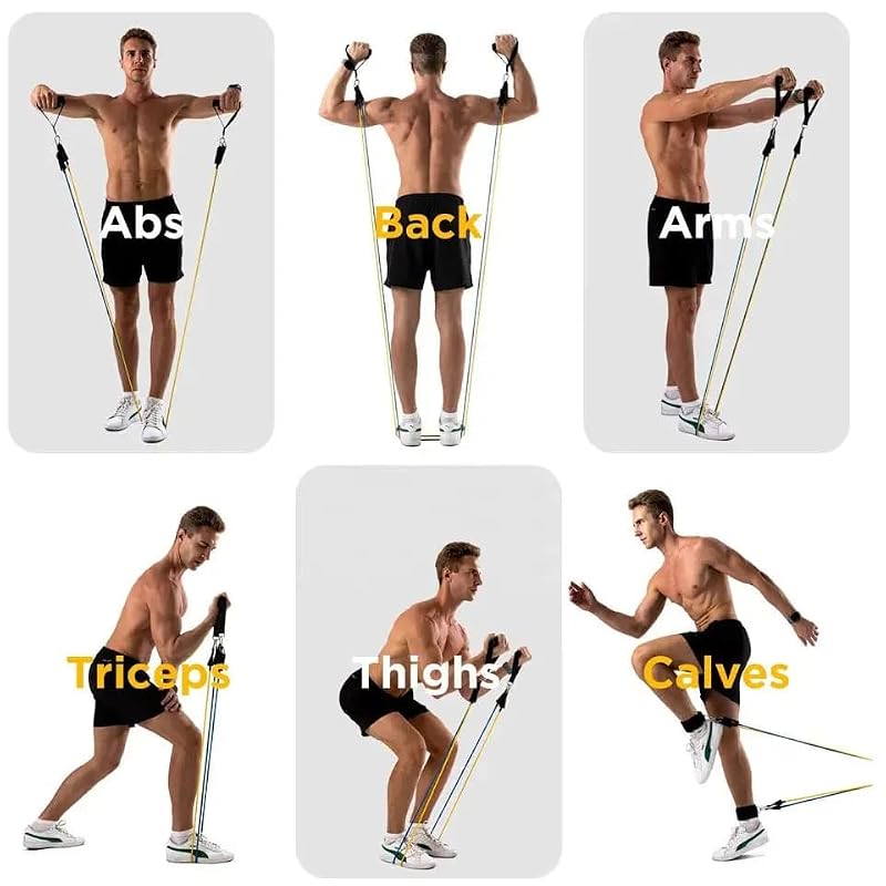 4-Wheel Ab Roller Home Gym Set with Resistance Bands - Black 13-In-1
