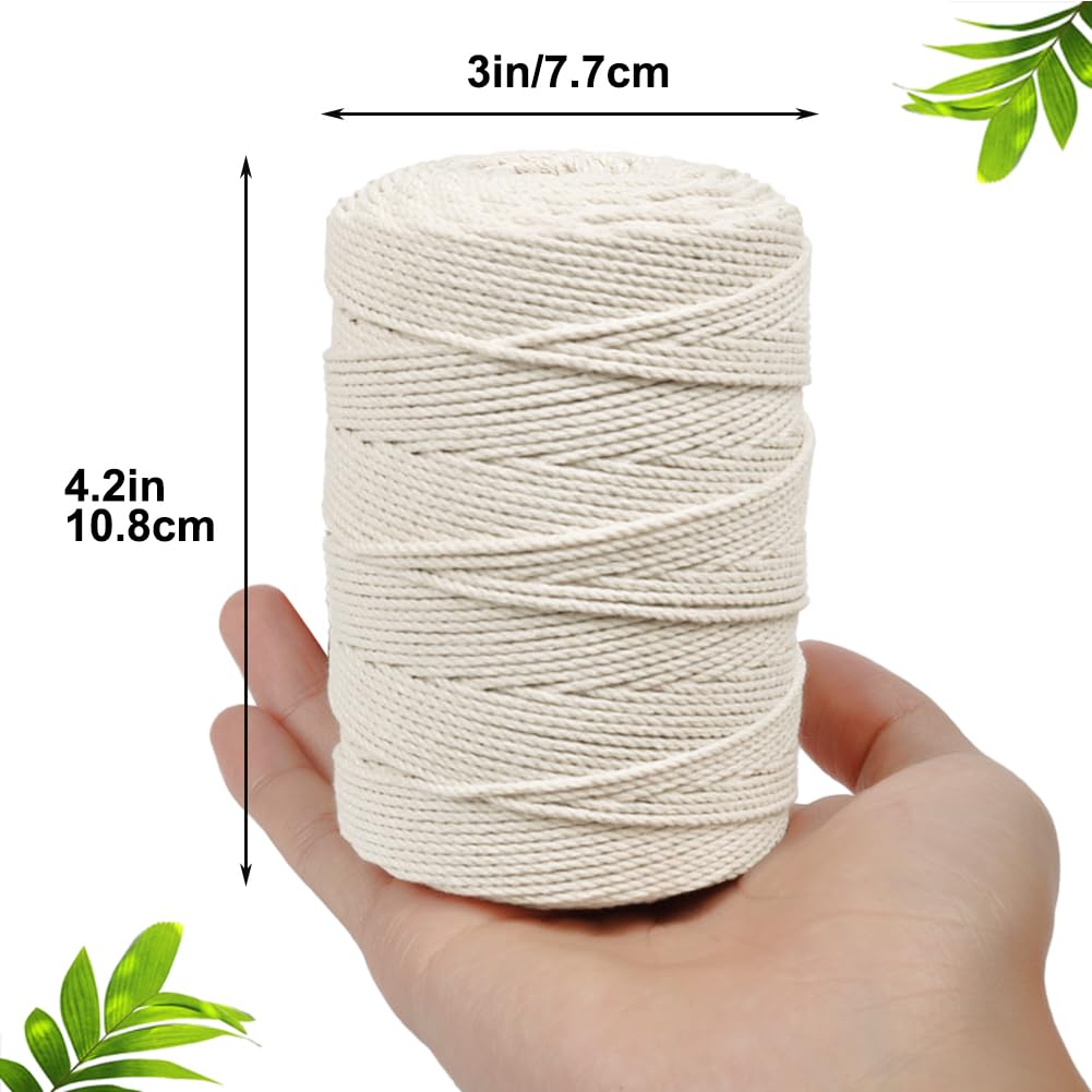 Vivifying Butchers Twine, 656 Feet 2mm Food Safe Cotton Bakers String for Tying Meat, Trussing Turkey, Making Sausage, Roasting, Cooking and Packing(Beige)