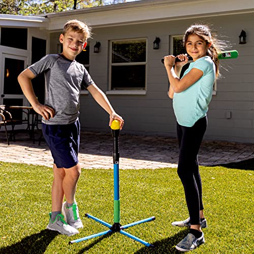 XT Batting Tee Set - Adjustable Height, Blue with Foam Bat & Ball