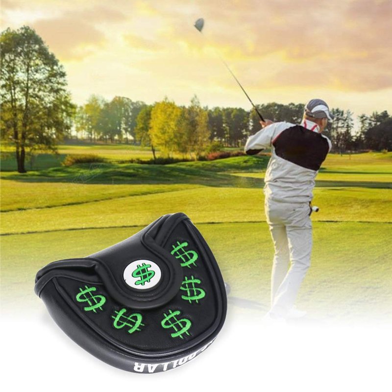 SEACLOUD Golf Cash Money Mallet Putter Cover for Scotty Cameron PU Headcover with Magnetic Closure 2ball Black Green