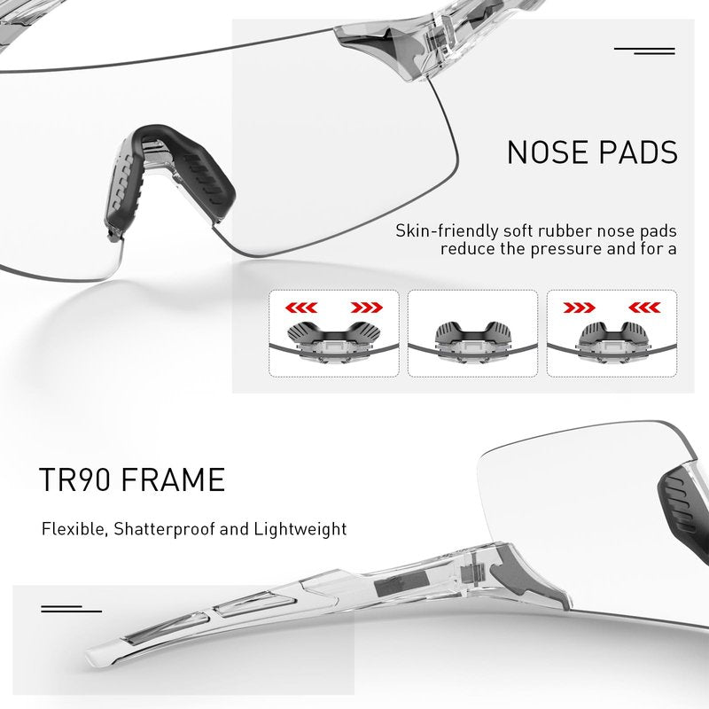 SCVCN Photochromic Cycling Glasses Frameless Sports sunglasses for Men Women - Ideal For Baseball, Bike, Golf, Fishing, Running