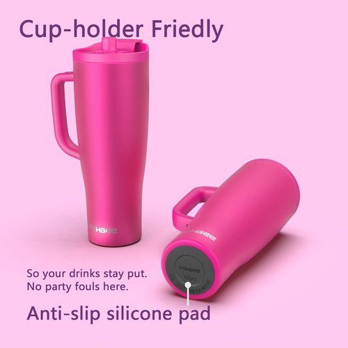 FOHGEE 40oz Insulated Tumblers - 2-Pack with Straw Lid & Handle Lid | Leakproof Design