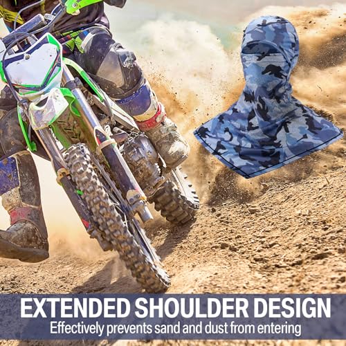 Full Face Balaclava Sun Protection Mask - Breathable Motorcycle Hood - Black/Blue