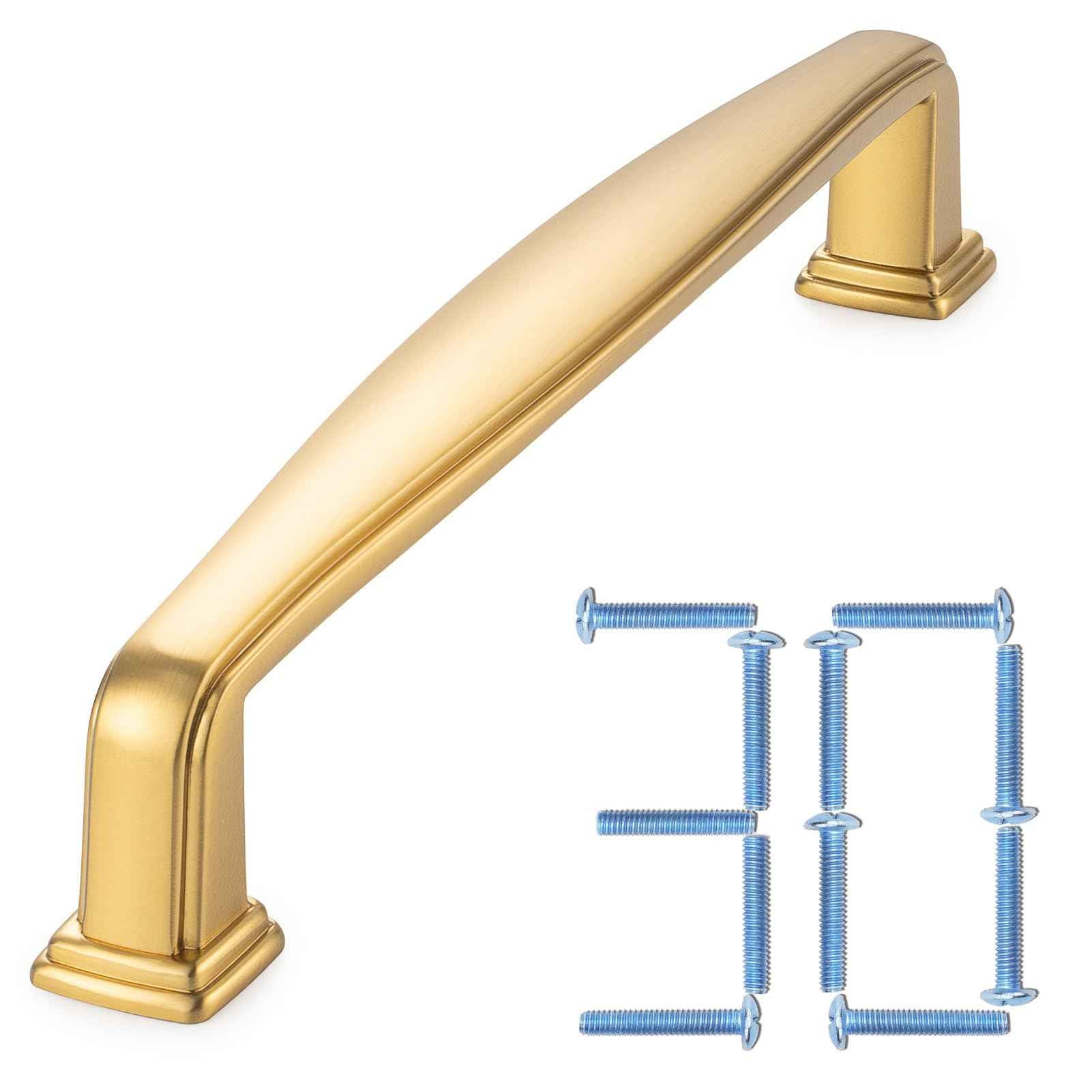 KOOFIZO 30 Pack 5 Inch Brushed Gold Kitchen Cabinet Pulls Brushed Gold Cabinet Handles Gold Cabinet Hardware for Kitchen Cabinets 1817 Drawer Dresser Cupboard Bedroom