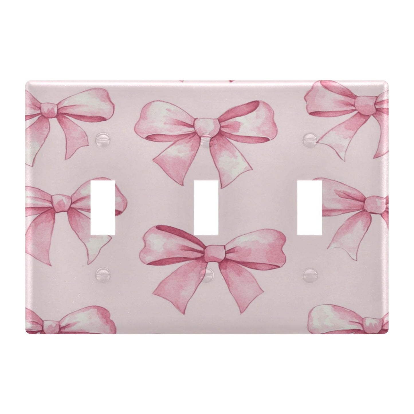 FLildon Pink Bows Wall Plates, Double Toggle Light Switch Cover Wall Plate 2 Gang, Decorator Light Switch Cover, Standard Size Wall Plates for Bedroom Home Decor
