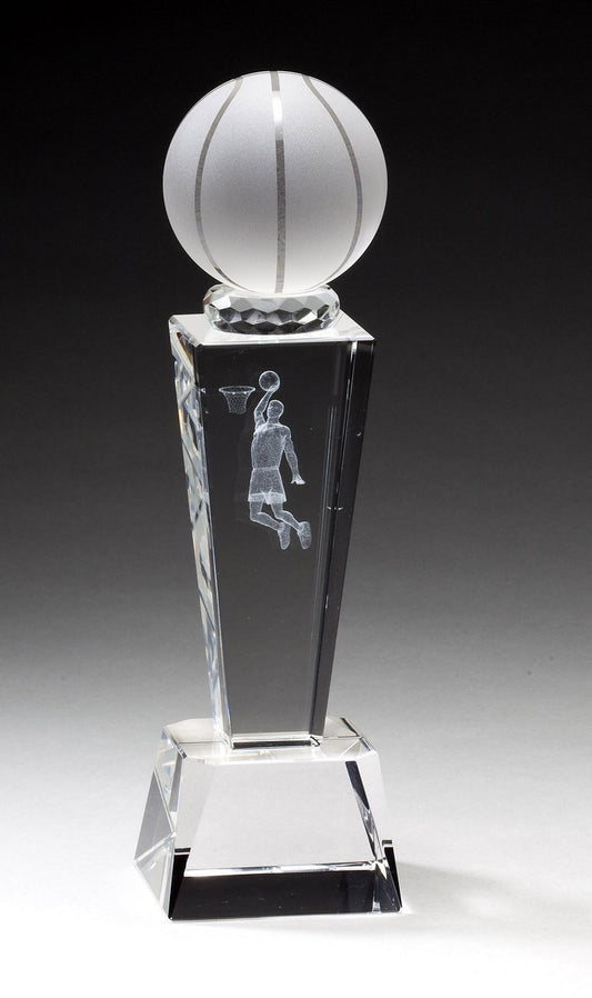 SHOP AWARDS AND GIFTS Crystal Male Basketball Player Figure Trophy Award, Sports Tournament Winner Prizes, Engravable Customizable Personalized, 8 3/4 Inch