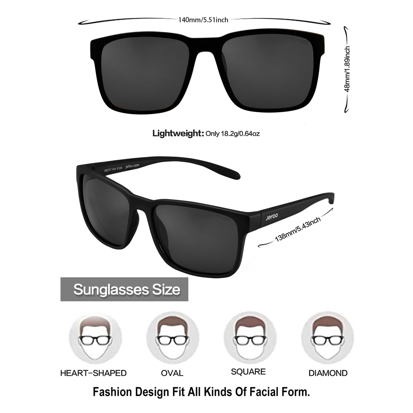 Jefoo Polarized Fishing Sunglasses for Men Women Kayaking Surfing Driving Lightweight Sports Sun Glasses UV Protection