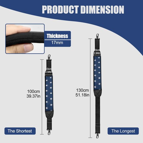BAIRBRE Golf Bag Strap Replacement Golf Bag Shoulder Strap Adjustable Single Padded Shoulder Strap Waterproof Golf Bag Backpack Straps (Blue-Stars)