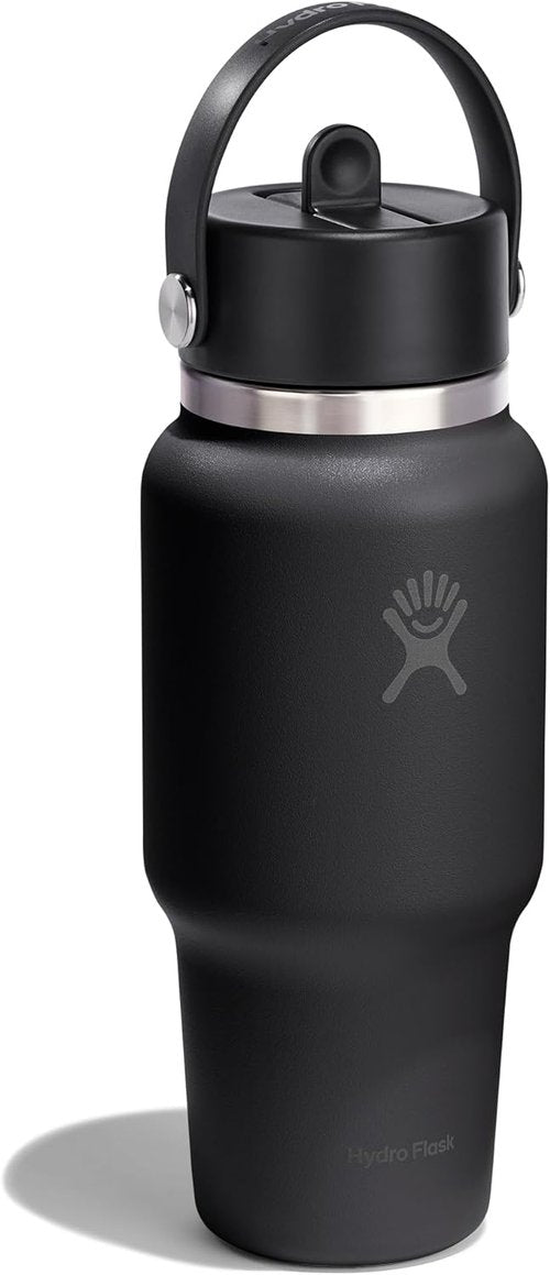 Hydro Flask Travel Water Bottle - Insulated Stainless Steel | Leakproof 24 Oz in Tonal Black